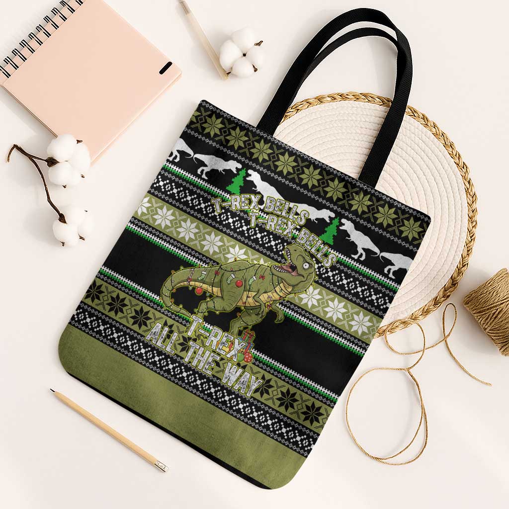 Christmas T Rex Tree Tote Bag Xmas Holiday Patterns - Wonder Print Shop