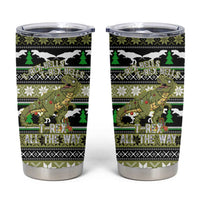 Christmas T Rex Tree Tumbler Cup Xmas Holiday Patterns - Wonder Print Shop