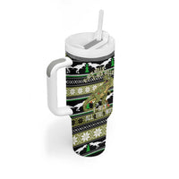 Christmas T Rex Tree Tumbler With Handle Xmas Holiday Patterns - Wonder Print Shop
