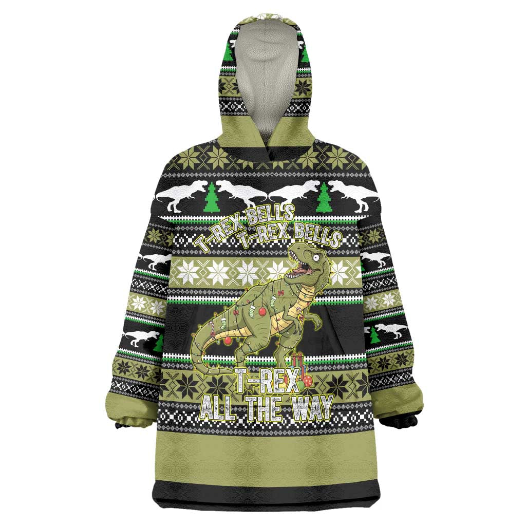 Christmas T Rex Tree Wearable Blanket Hoodie Xmas Holiday Patterns - Wonder Print Shop