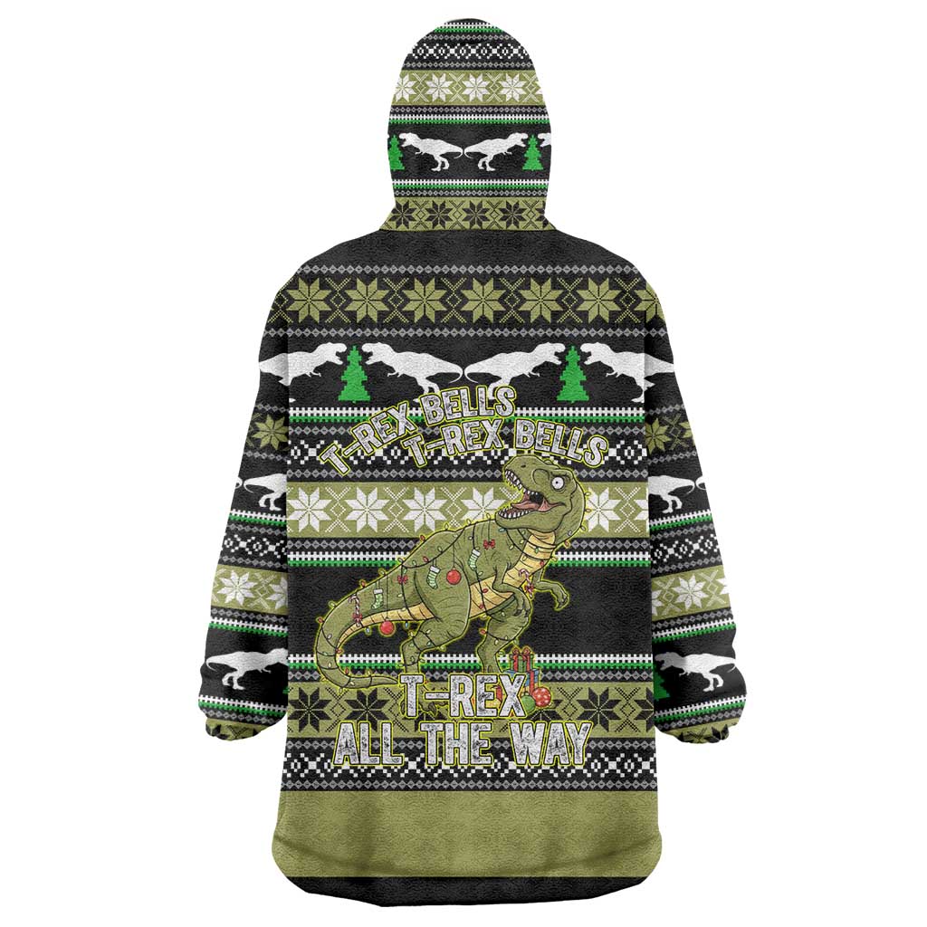 Christmas T Rex Tree Wearable Blanket Hoodie Xmas Holiday Patterns - Wonder Print Shop