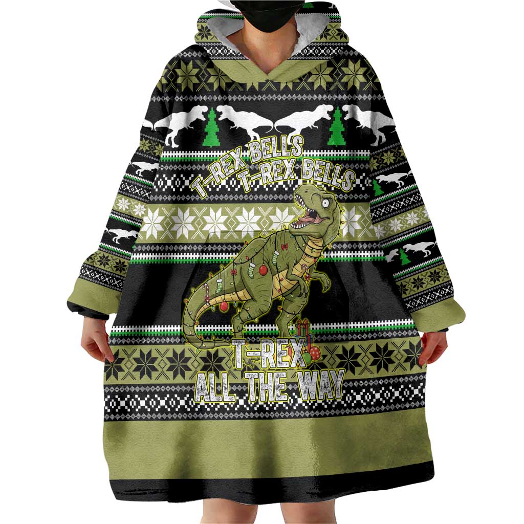 Christmas T Rex Tree Wearable Blanket Hoodie Xmas Holiday Patterns - Wonder Print Shop
