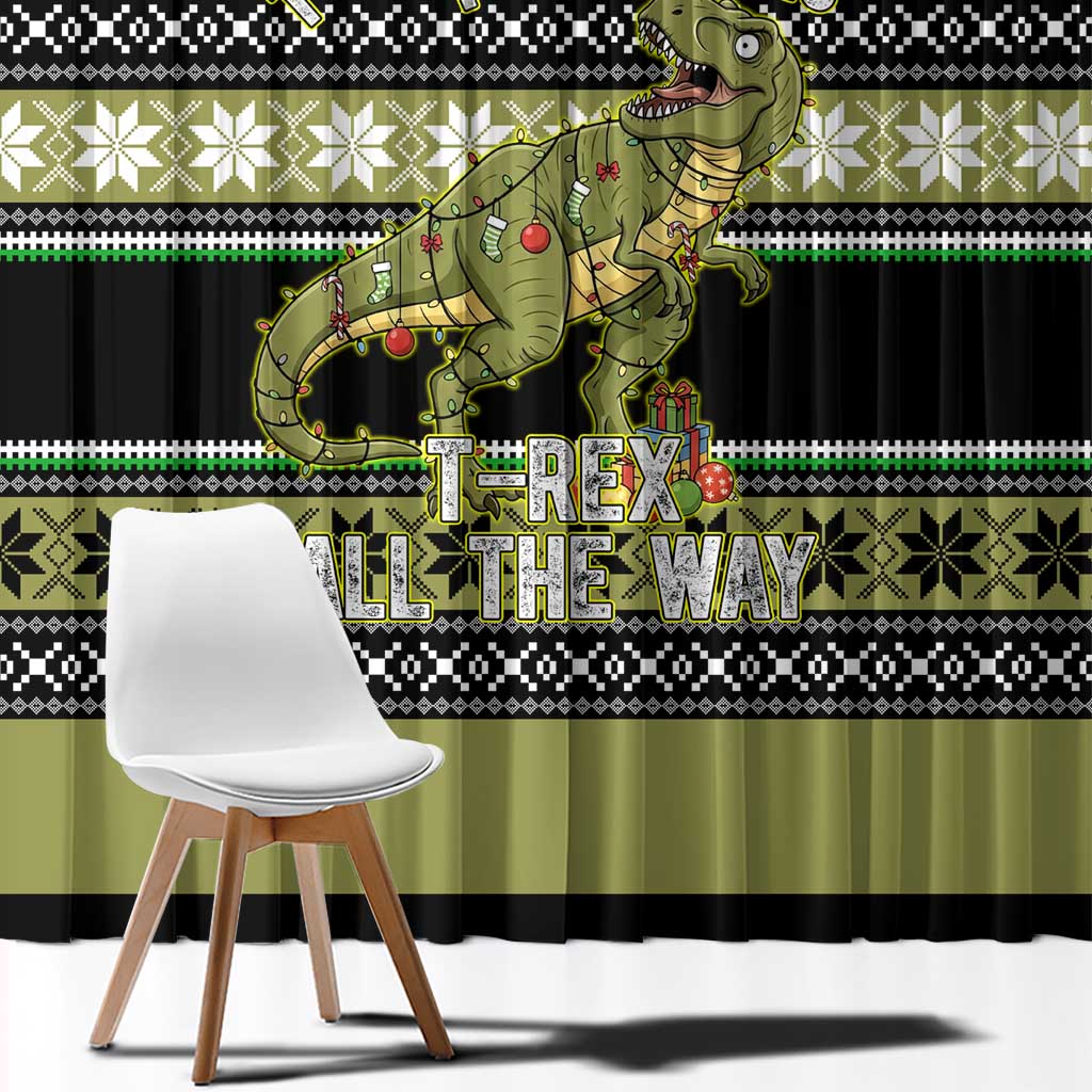 Christmas T Rex Tree Window Curtain Xmas Holiday Patterns - Wonder Print Shop