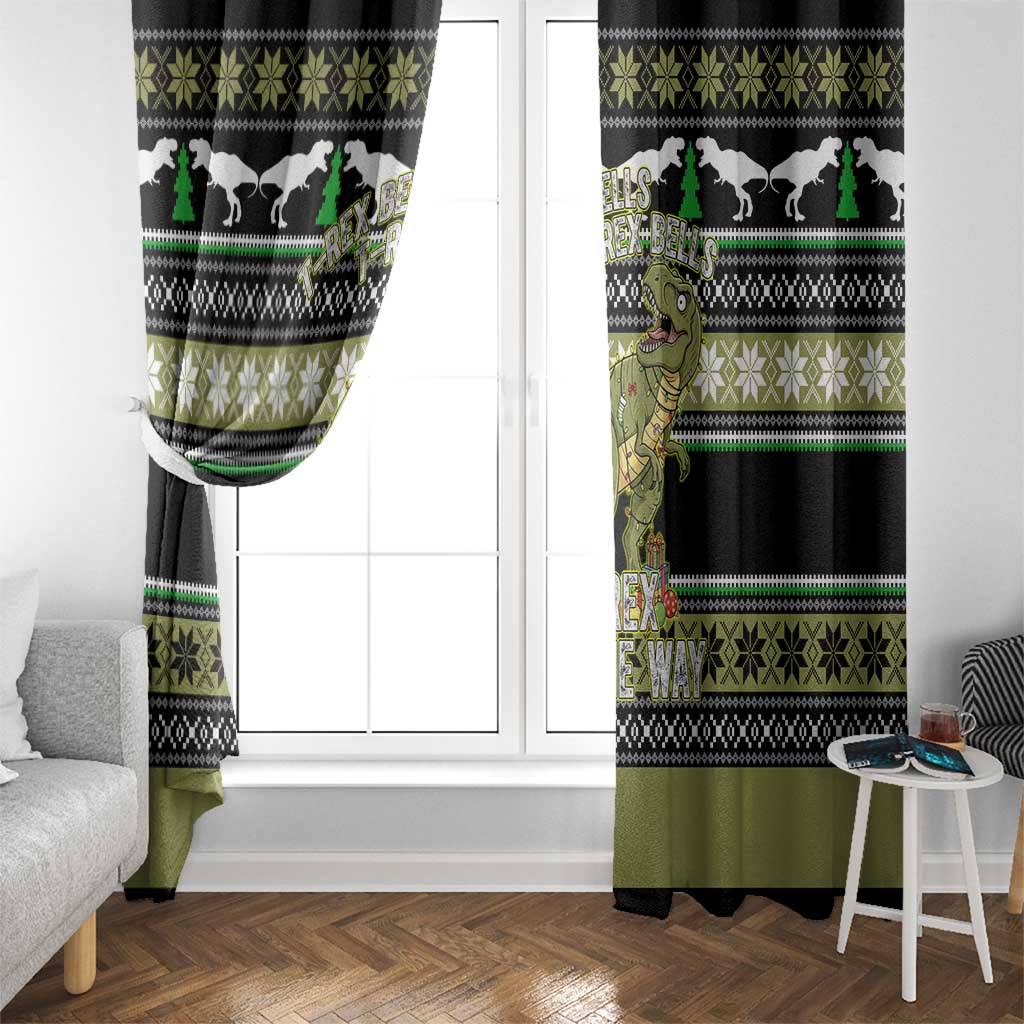 Christmas T Rex Tree Window Curtain Xmas Holiday Patterns - Wonder Print Shop