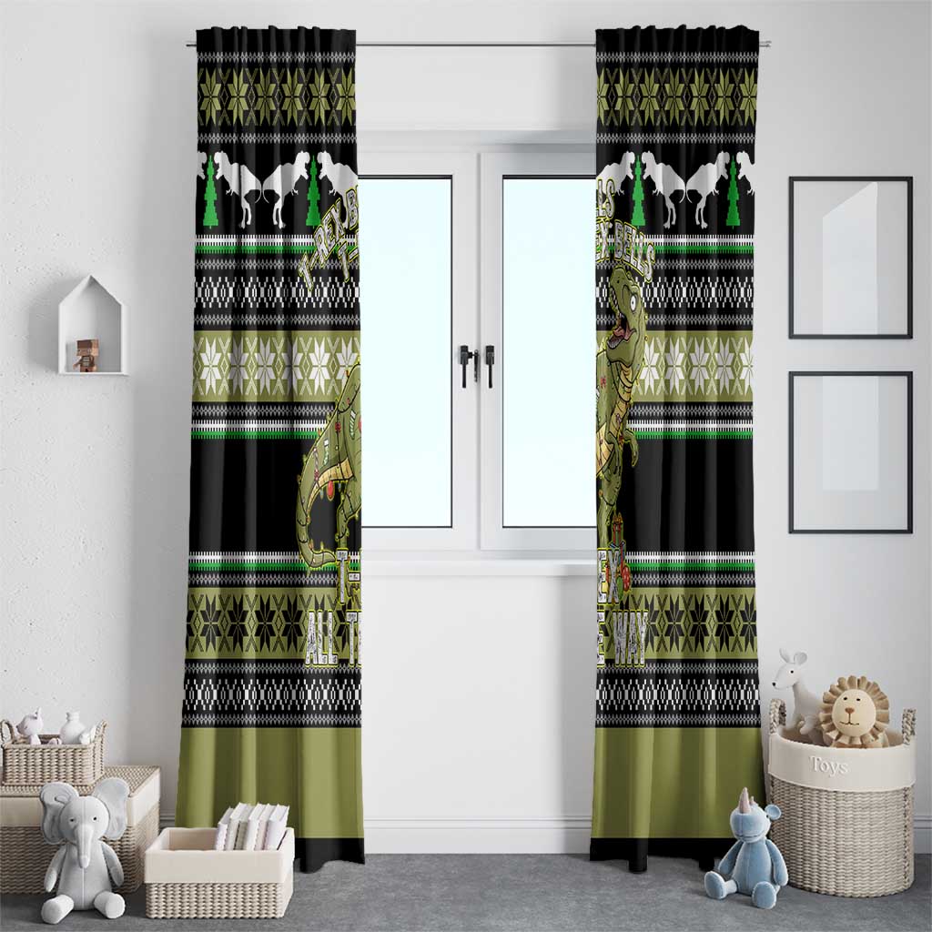 Christmas T Rex Tree Window Curtain Xmas Holiday Patterns - Wonder Print Shop