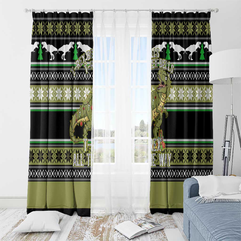 Christmas T Rex Tree Window Curtain Xmas Holiday Patterns - Wonder Print Shop