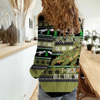 Christmas T Rex Tree Women Casual Shirt Xmas Holiday Patterns - Wonder Print Shop