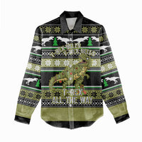 Christmas T Rex Tree Women Casual Shirt Xmas Holiday Patterns - Wonder Print Shop