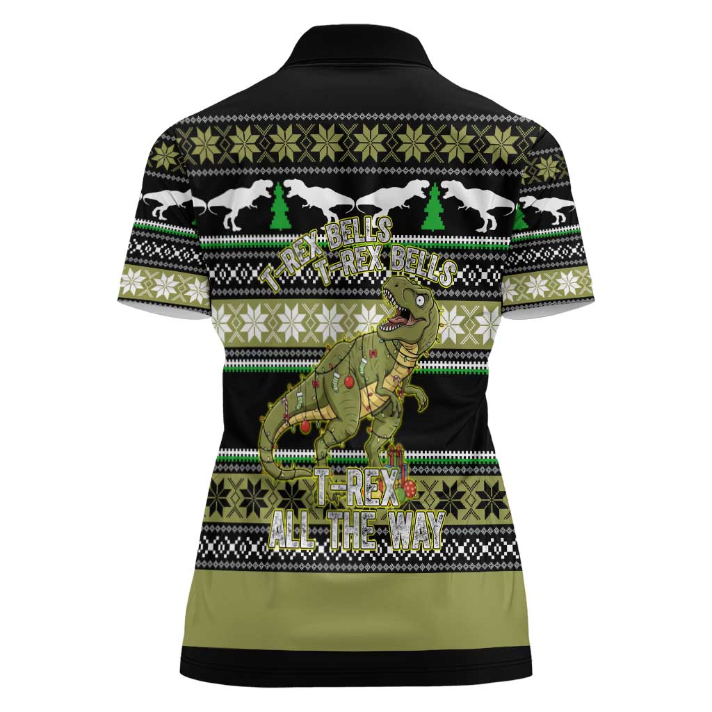 Christmas T Rex Tree Women Polo Shirt Xmas Holiday Patterns - Wonder Print Shop