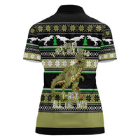 Christmas T Rex Tree Women Polo Shirt Xmas Holiday Patterns - Wonder Print Shop