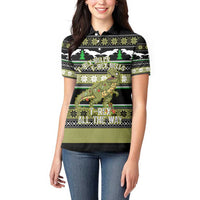 Christmas T Rex Tree Women Polo Shirt Xmas Holiday Patterns - Wonder Print Shop
