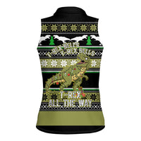 Christmas T Rex Tree Women Sleeveless Polo Shirt Xmas Holiday Patterns - Wonder Print Shop