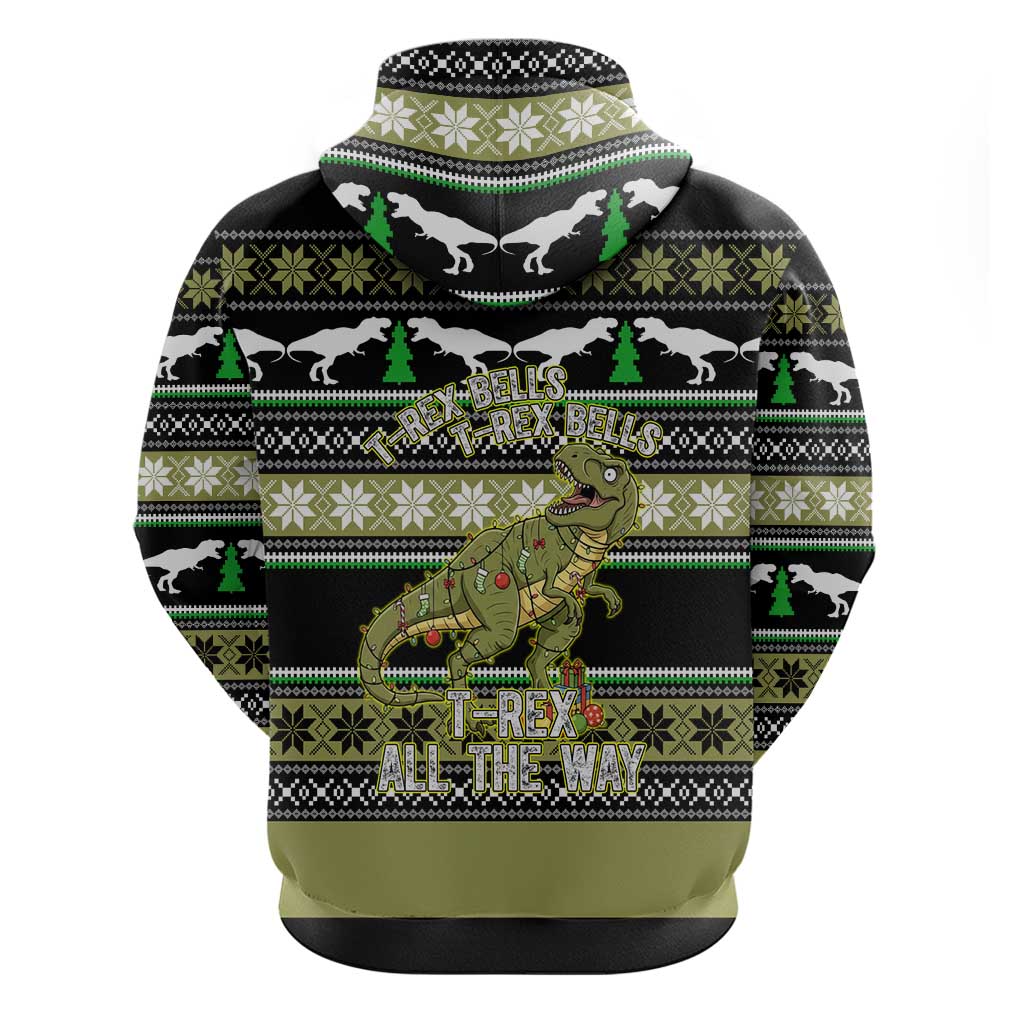 Christmas T Rex Tree Zip Hoodie Xmas Holiday Patterns - Wonder Print Shop