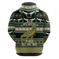 Christmas T Rex Tree Zip Hoodie Xmas Holiday Patterns - Wonder Print Shop