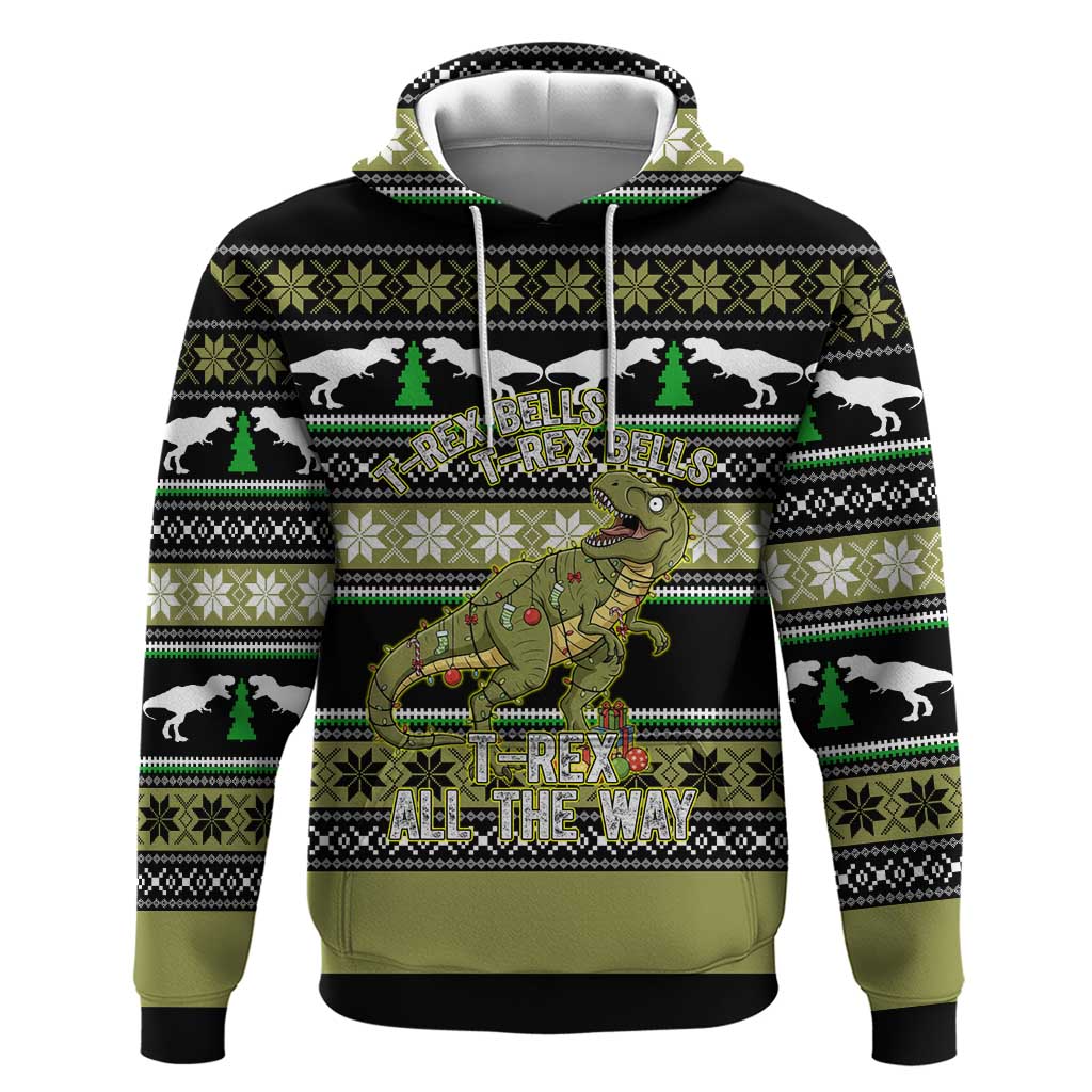 Christmas T Rex Tree Zip Hoodie Xmas Holiday Patterns - Wonder Print Shop