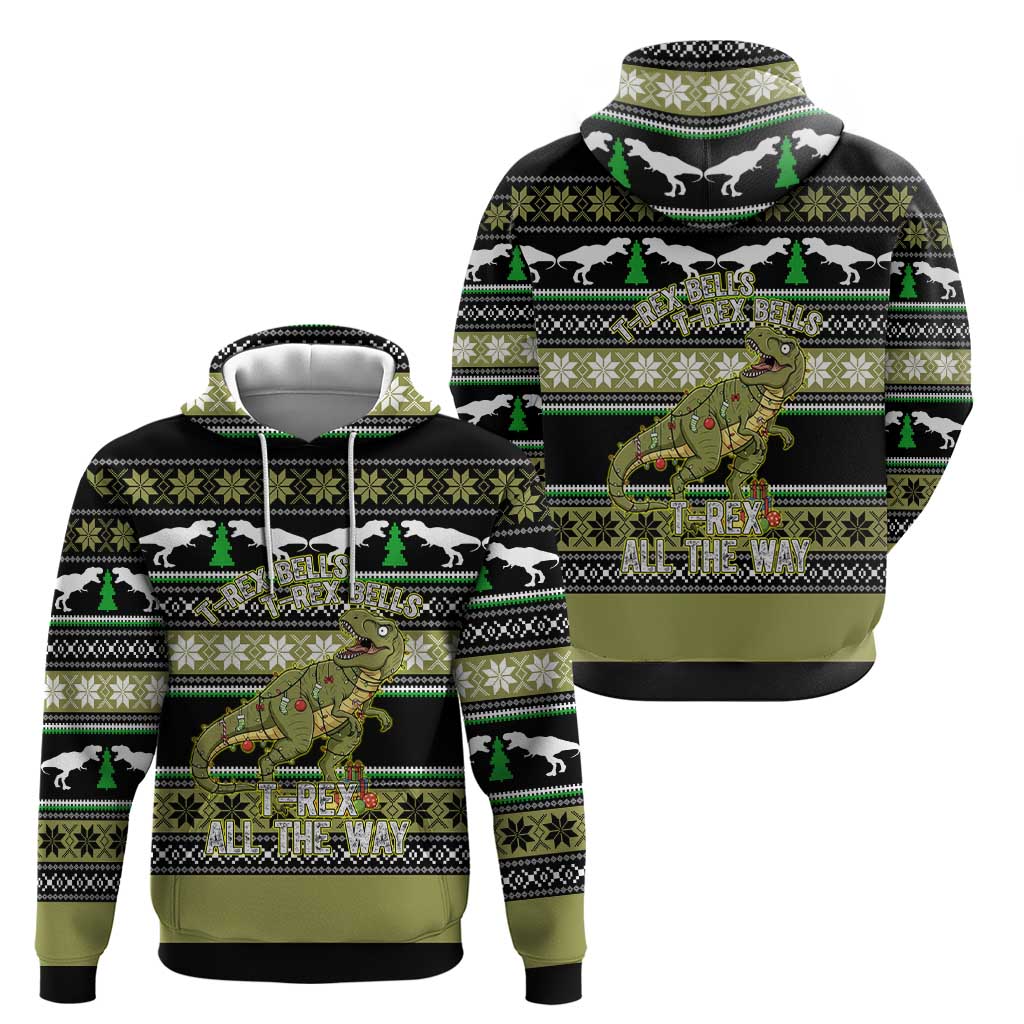 Christmas T Rex Tree Zip Hoodie Xmas Holiday Patterns - Wonder Print Shop