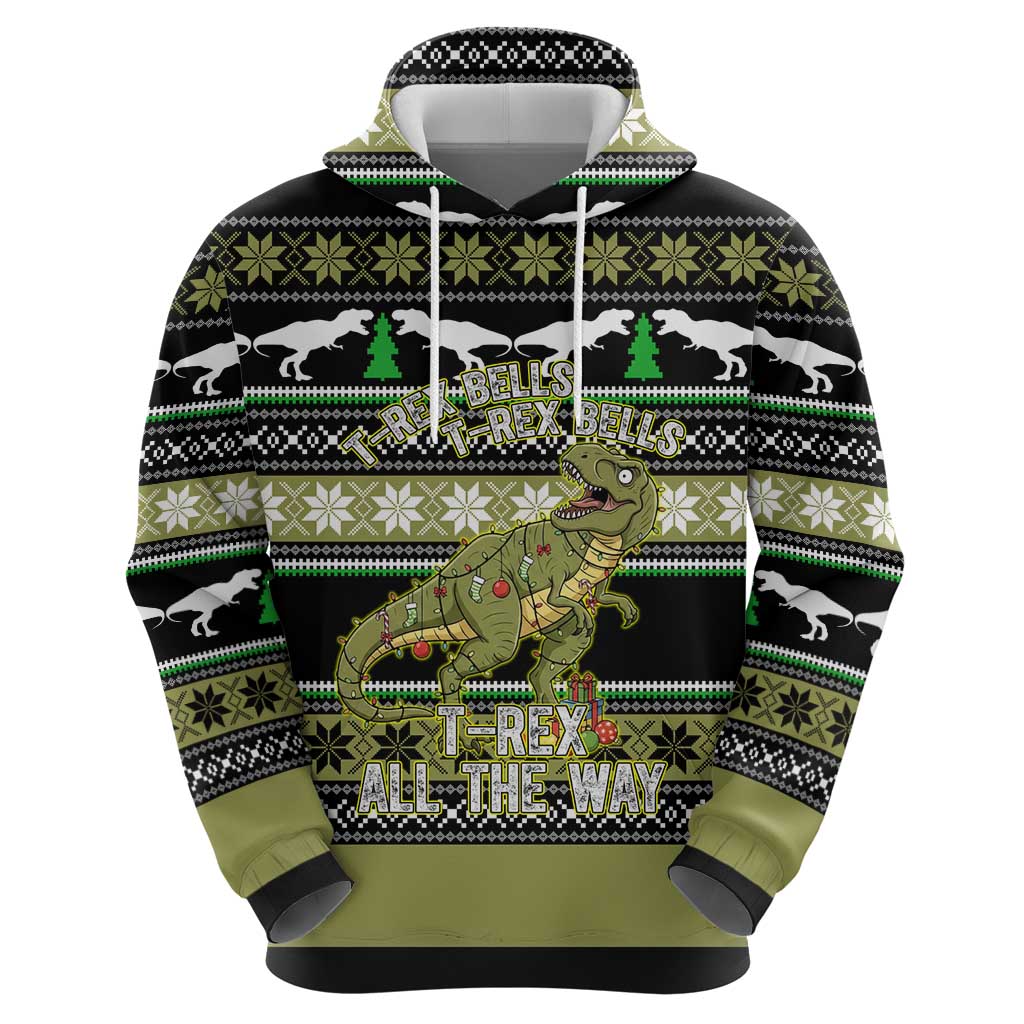 Christmas T Rex Tree Zip Hoodie Xmas Holiday Patterns - Wonder Print Shop