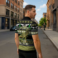 Christmas T Rex Tree Zipper Polo Shirt Xmas Holiday Patterns - Wonder Print Shop