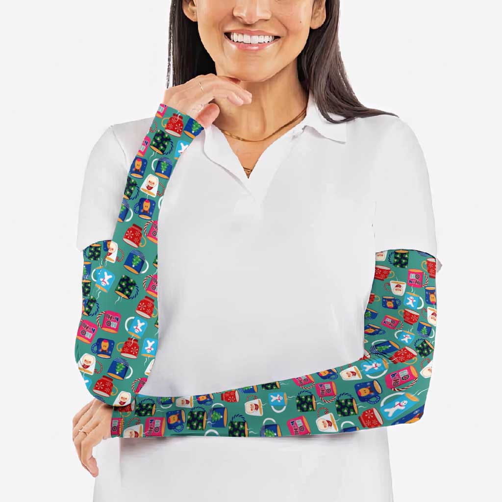 Christmas Teapot Group Arm Sleeves Xmas Holiday Patterns - Wonder Print Shop