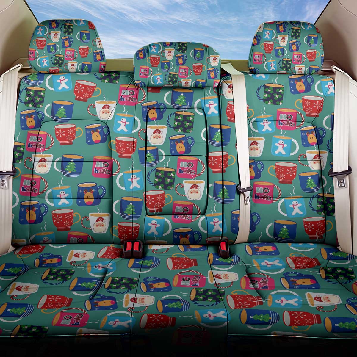 Christmas Teapot Group Back Car Seat Cover Xmas Holiday Patterns - Wonder Print Shop
