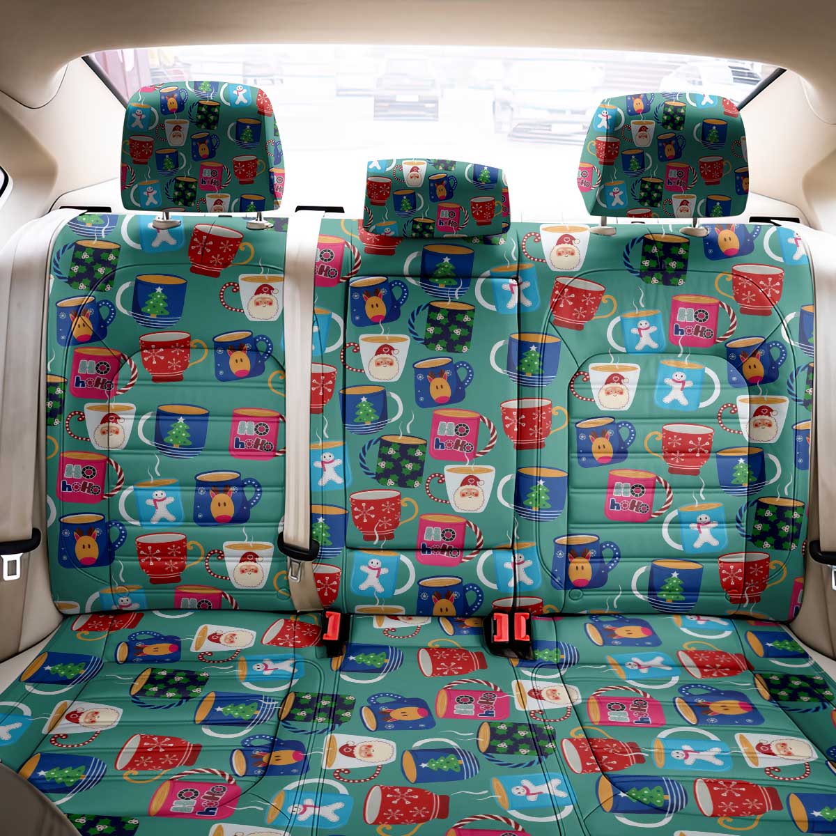 Christmas Teapot Group Back Car Seat Cover Xmas Holiday Patterns - Wonder Print Shop