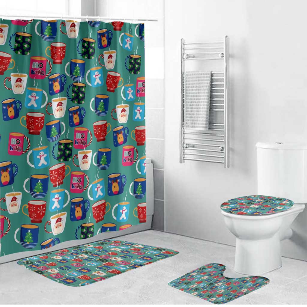 Christmas Teapot Group Bathroom Set Xmas Holiday Patterns - Wonder Print Shop