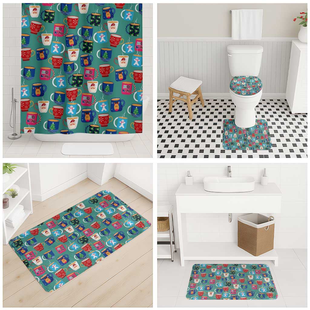 Christmas Teapot Group Bathroom Set Xmas Holiday Patterns - Wonder Print Shop