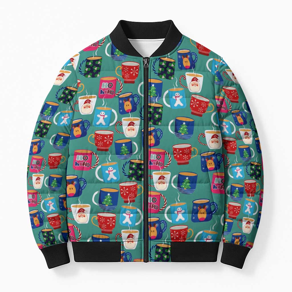 Christmas Teapot Group Bomber Puffer Jacket Xmas Holiday Patterns - Wonder Print Shop