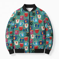Christmas Teapot Group Bomber Puffer Jacket Xmas Holiday Patterns - Wonder Print Shop