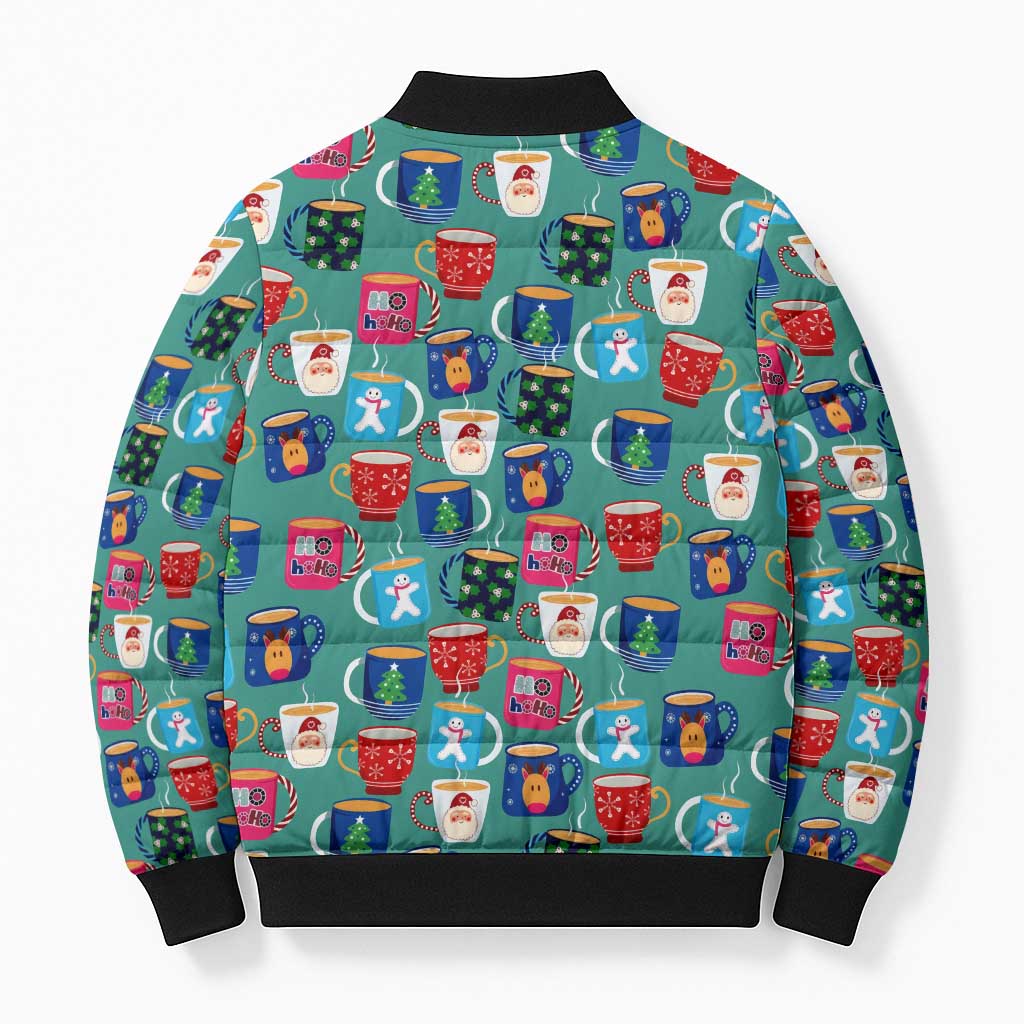 Christmas Teapot Group Bomber Puffer Jacket Xmas Holiday Patterns - Wonder Print Shop