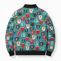 Christmas Teapot Group Bomber Puffer Jacket Xmas Holiday Patterns - Wonder Print Shop