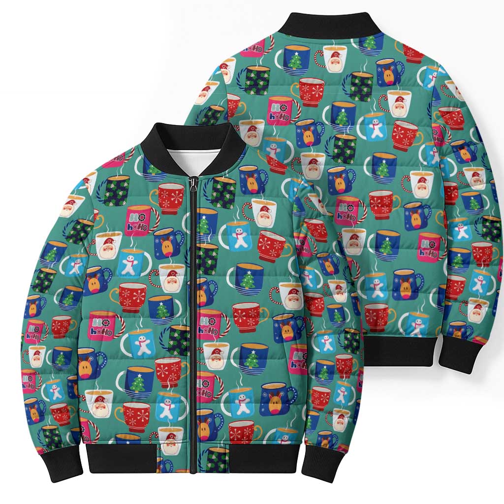 Christmas Teapot Group Bomber Puffer Jacket Xmas Holiday Patterns - Wonder Print Shop
