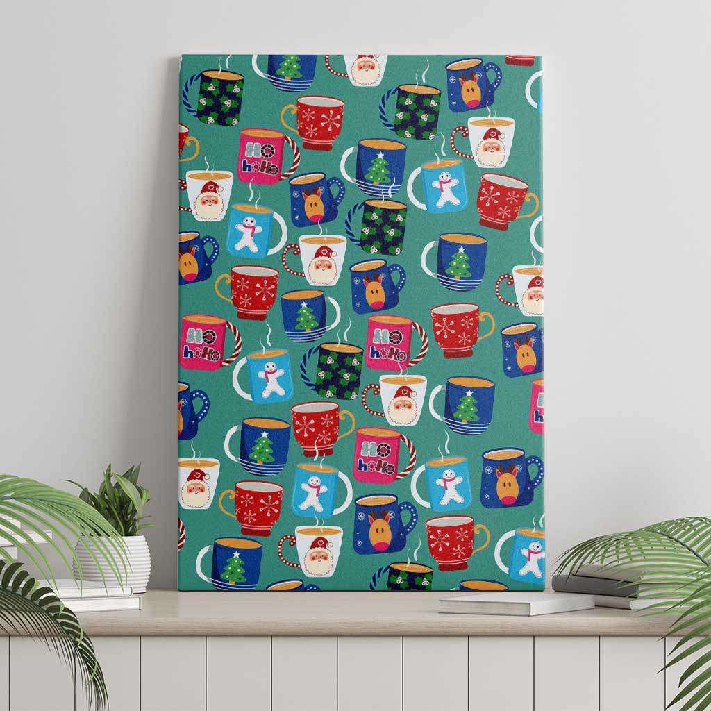 Christmas Teapot Group Canvas Wall Art Xmas Holiday Patterns - Wonder Print Shop