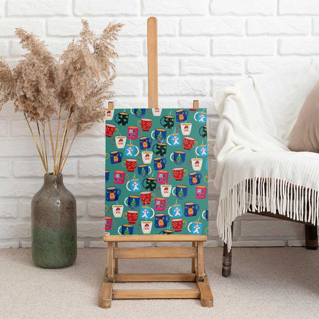 Christmas Teapot Group Canvas Wall Art Xmas Holiday Patterns - Wonder Print Shop