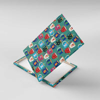 Christmas Teapot Group Canvas Wall Art Xmas Holiday Patterns - Wonder Print Shop