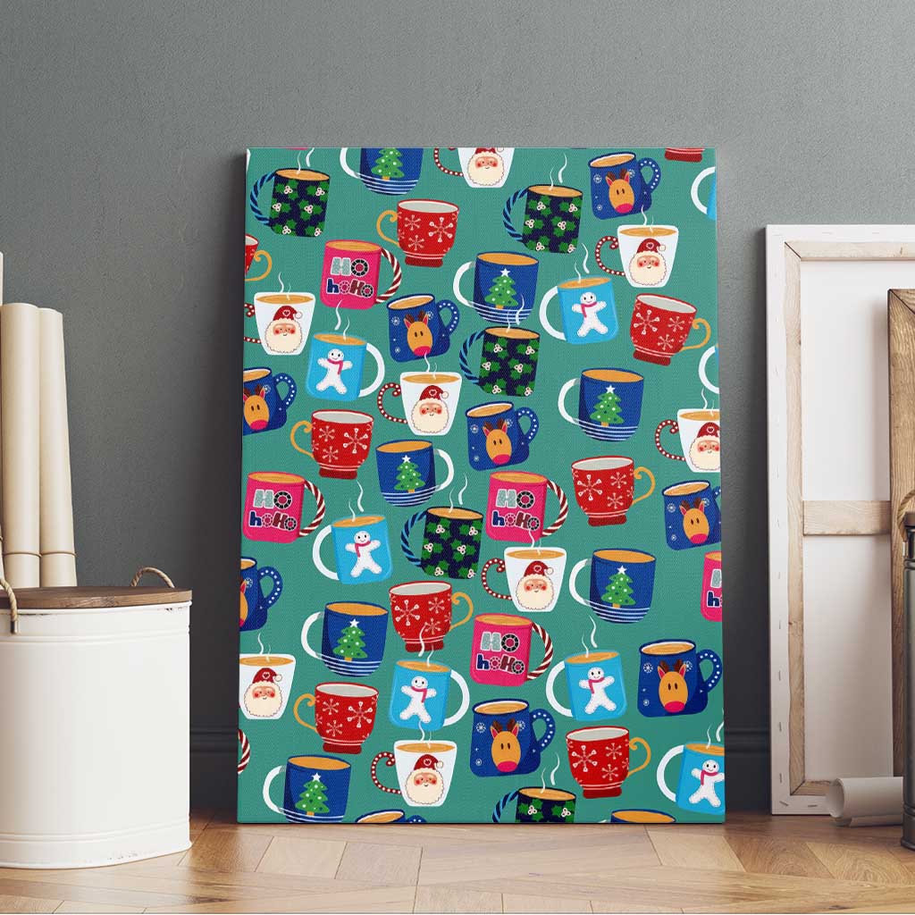Christmas Teapot Group Canvas Wall Art Xmas Holiday Patterns - Wonder Print Shop