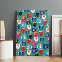 Christmas Teapot Group Canvas Wall Art Xmas Holiday Patterns - Wonder Print Shop