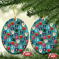 Christmas Teapot Group Ceramic Ornament Xmas Holiday Patterns - Wonder Print Shop