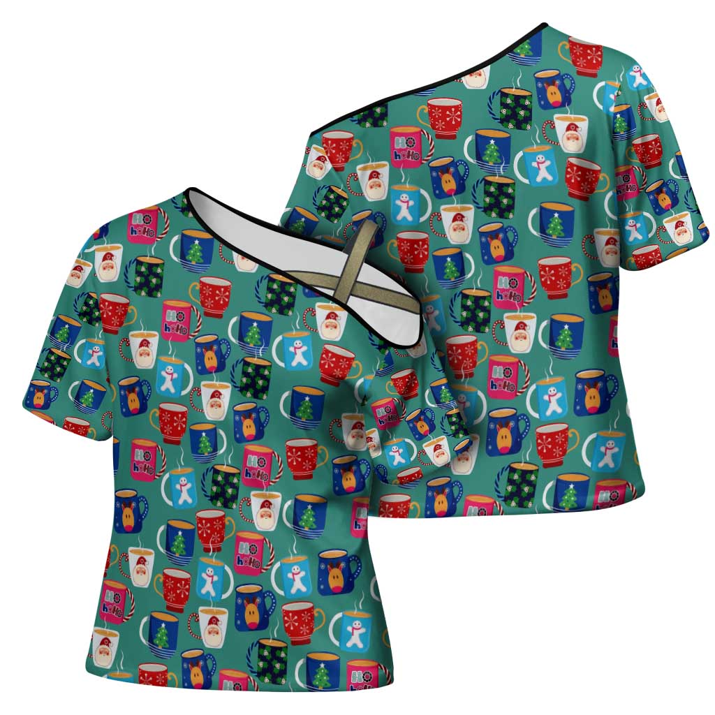 Christmas Teapot Group Cross Shoulder Shirt Xmas Holiday Patterns - Wonder Print Shop