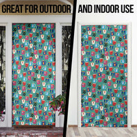 Christmas Teapot Group Door Cover Xmas Holiday Patterns - Wonder Print Shop