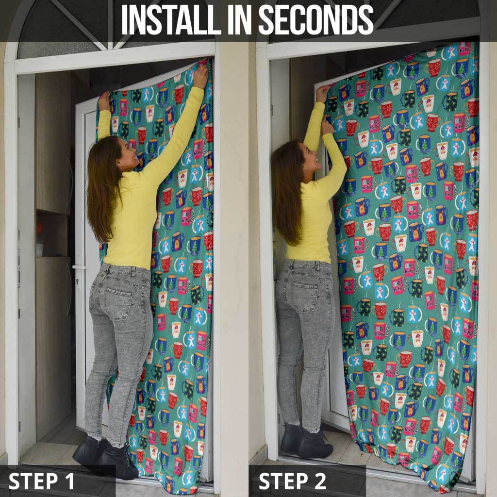 Christmas Teapot Group Door Cover Xmas Holiday Patterns - Wonder Print Shop