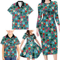 Christmas Teapot Group Family Matching Long Sleeve Bodycon Dress and Hawaiian Shirt Xmas Holiday Patterns - Wonder Print Shop