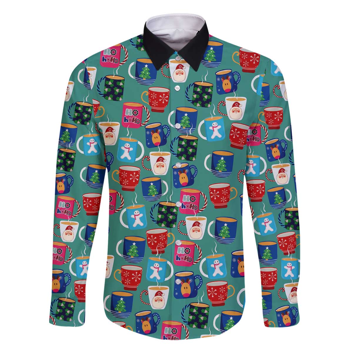 Christmas Teapot Group Family Matching Off The Shoulder Long Sleeve Dress and Hawaiian Shirt Xmas Holiday Patterns - Wonder Print Shop