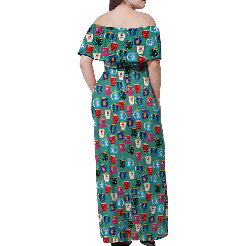 Christmas Teapot Group Family Matching Off Shoulder Maxi Dress and Hawaiian Shirt Xmas Holiday Patterns - Wonder Print Shop