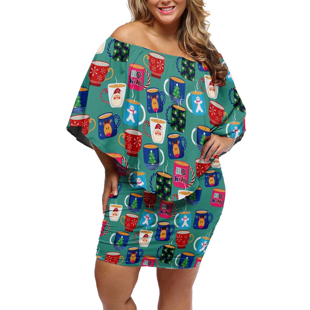 Christmas Teapot Group Family Matching Off Shoulder Short Dress and Hawaiian Shirt Xmas Holiday Patterns - Wonder Print Shop