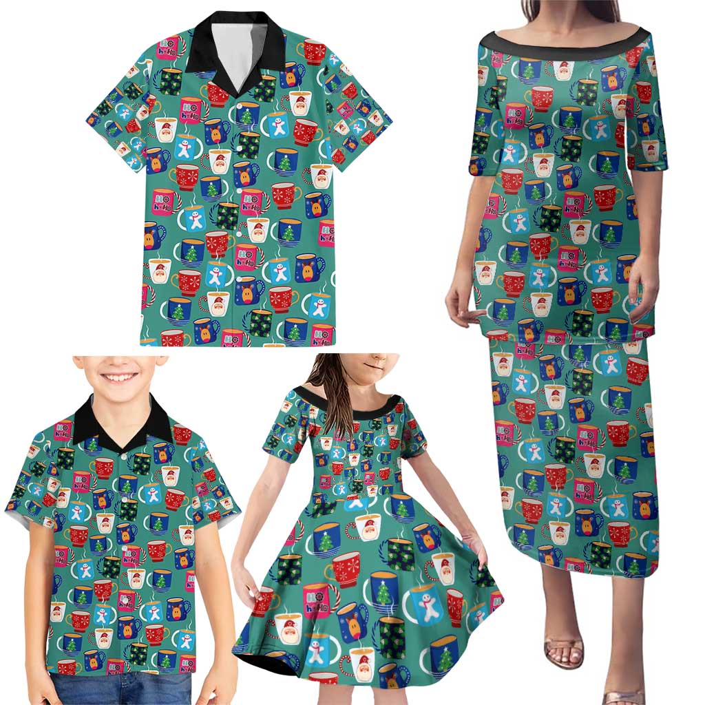 Christmas Teapot Group Family Matching Puletasi and Hawaiian Shirt Xmas Holiday Patterns - Wonder Print Shop