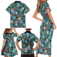 Christmas Teapot Group Family Matching Short Sleeve Bodycon Dress and Hawaiian Shirt Xmas Holiday Patterns - Wonder Print Shop