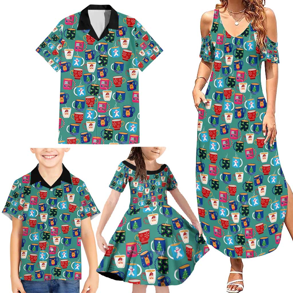 Christmas Teapot Group Family Matching Summer Maxi Dress and Hawaiian Shirt Xmas Holiday Patterns - Wonder Print Shop