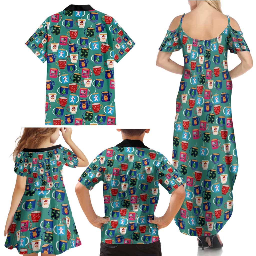 Christmas Teapot Group Family Matching Summer Maxi Dress and Hawaiian Shirt Xmas Holiday Patterns - Wonder Print Shop