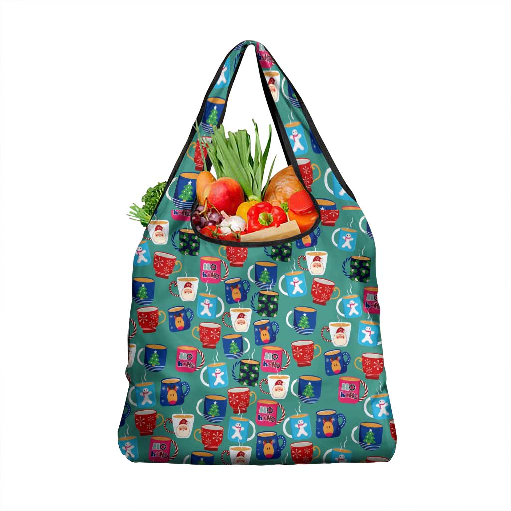 Christmas Teapot Group Grocery Bag Xmas Holiday Patterns - Wonder Print Shop